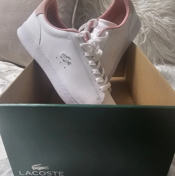 Lacoste Women's White and Pink Sneakers - Picture 1 of 3